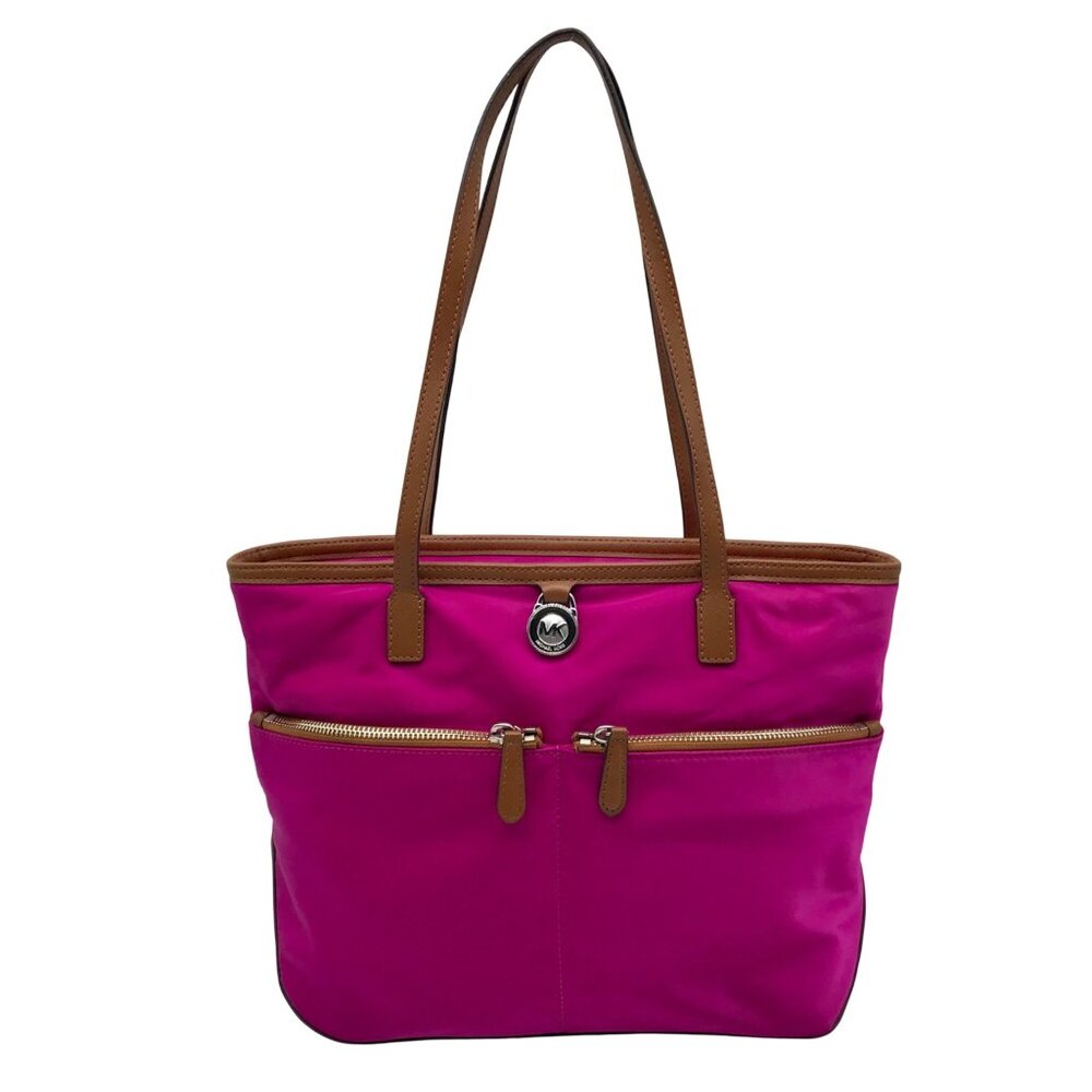 Michael Kors Purple Nylon & Leather Pocket Tote